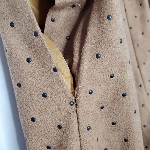 VINTAGE 80s/90s CACHE pants tan high waist textured dot pull‎ on M - Picture 4 of 12